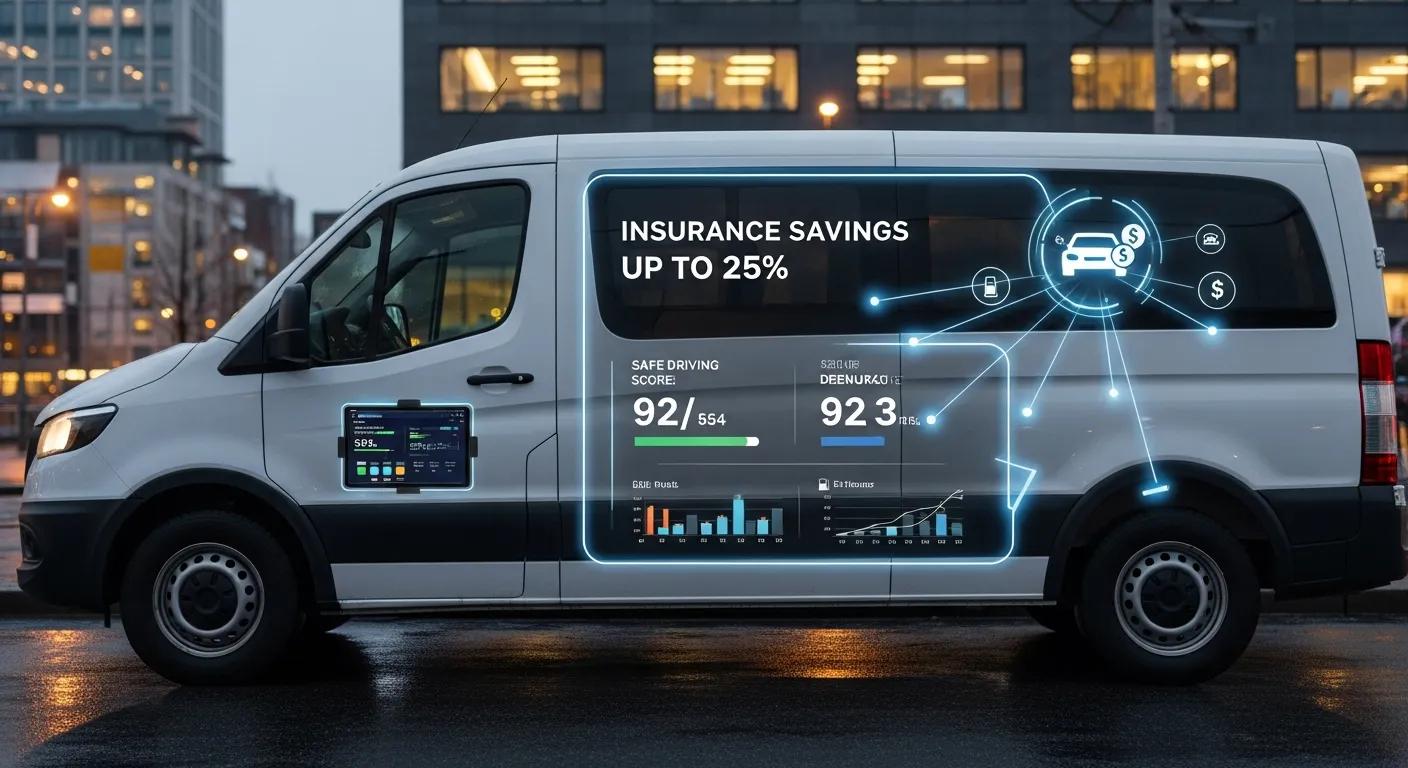 Fleet vehicle showcasing telematics technology for insurance savings
