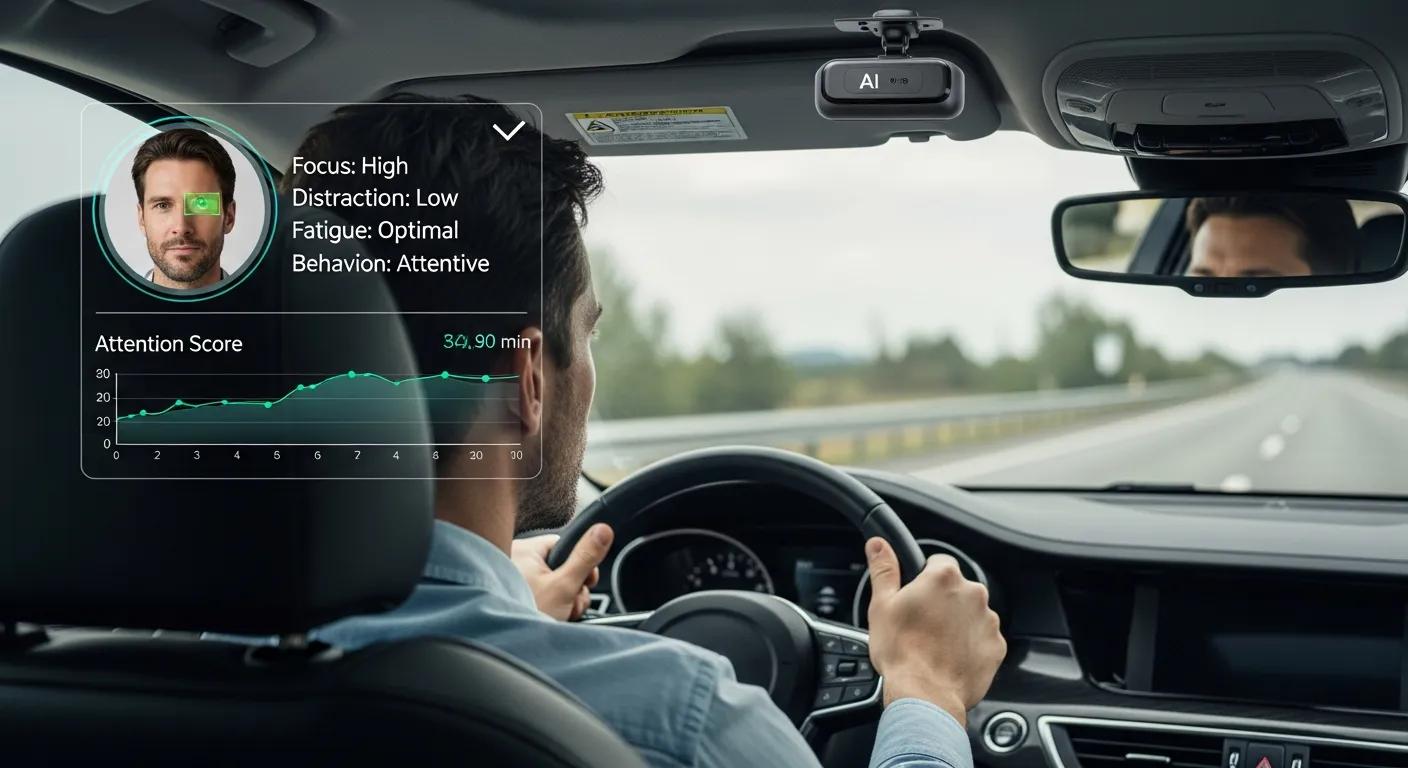 Driver monitored by AI dashcam for behavior analytics