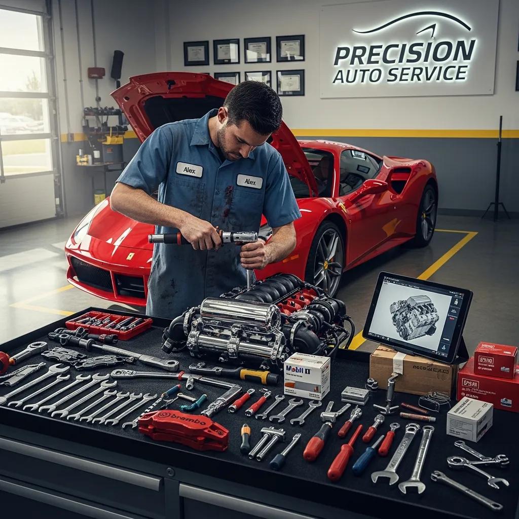 Technician performing maintenance on a vehicle, emphasizing quality parts and efficient operations