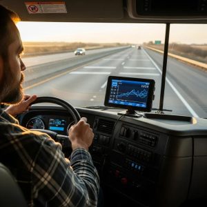 Truck driver utilizing ELD technology for improved safety and monitoring
