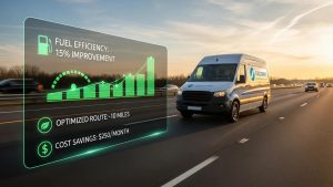 Fleet vehicle demonstrating cost savings through telematics technology
